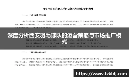 深度分析西安羽毛球队的运营策略与市场推广模式